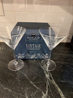 Marquis by Waterford Vintage Large 10 oz Crystal Martini Glasses Set of 2